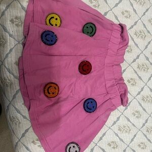 QUEEN OF SPARKLES Pink Mini Skirt with Colorful Patches